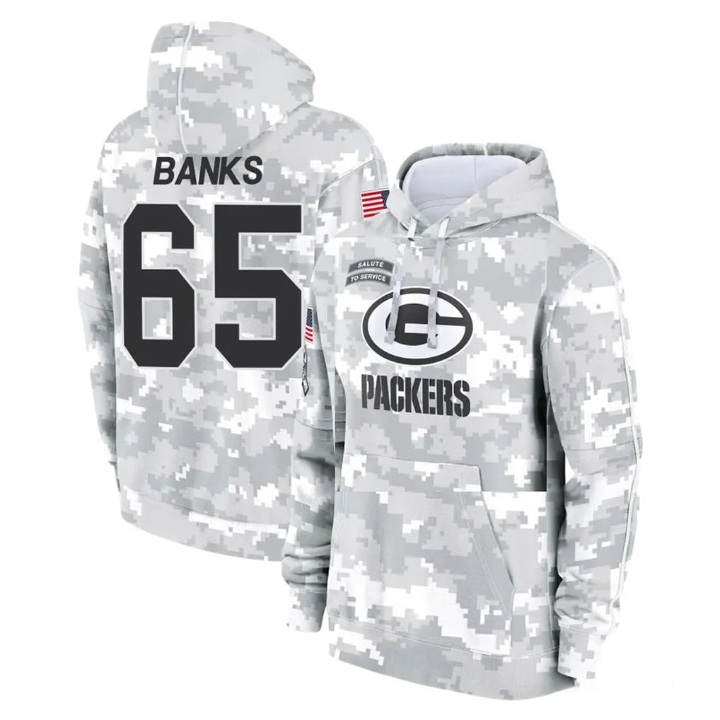 Ncoe GB.Packers #65 Aaron Banks Player Arctic Camo Salute to Service Hoodies Limited Game Stitched Jerseys
