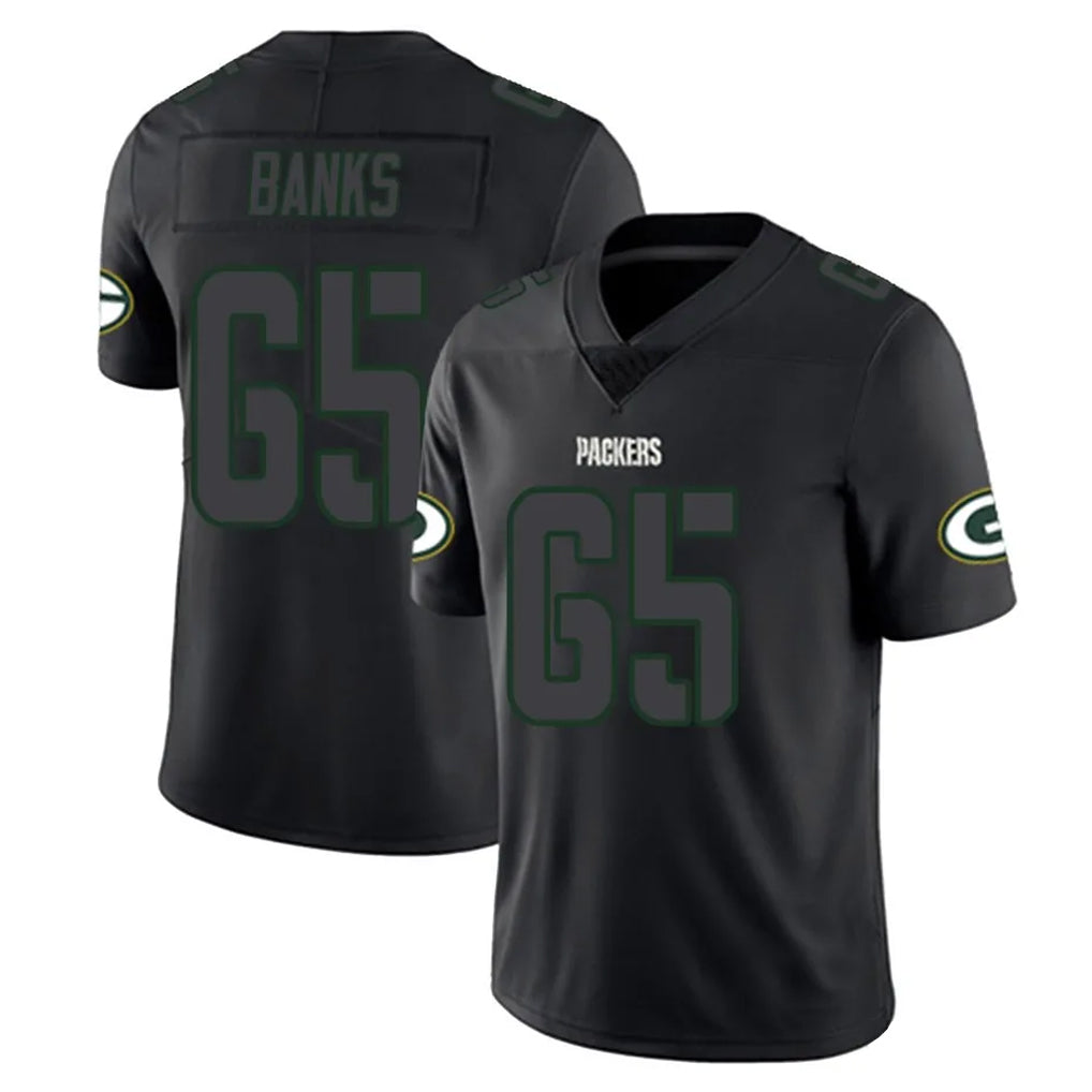 Ncoe GB.Packers #65 Aaron Banks Player Black Impact Limited Home Game Stitched Jerseys