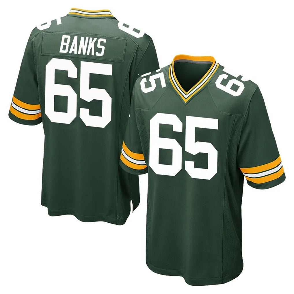 Ncoe GB.Packers #65 Aaron Banks Player Green Home Game Stitched Jerseys