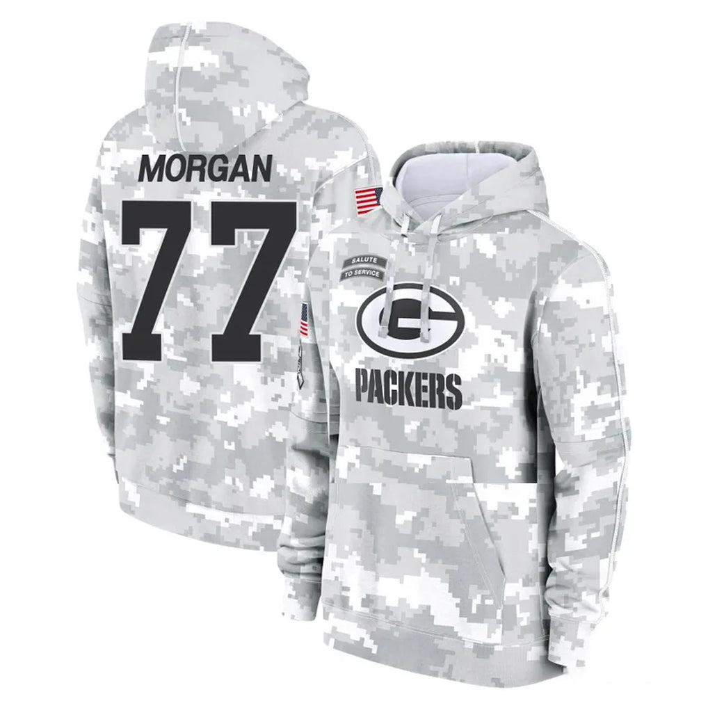 Ncoe GB.Packers #77 Jordan Morgan Player Arctic Camo Salute to Service Hoodies Limited Game Stitched Jerseys