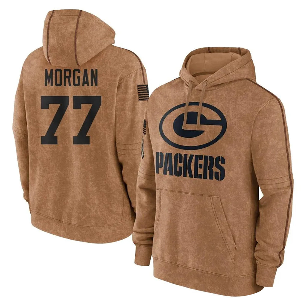 Ncoe GB.Packers #77 Jordan Morgan Player Brown Salute to Service Hoodies Limited Game Stitched Jerseys