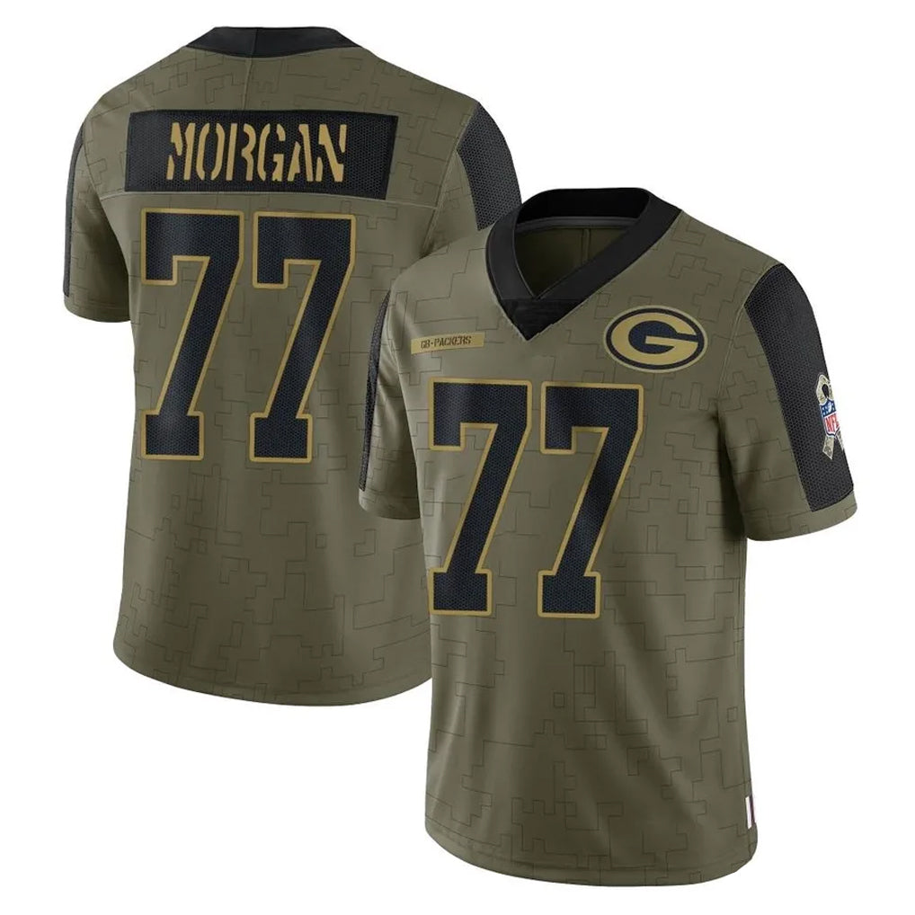 Ncoe GB.Packers #77 Jordan Morgan Player Olive Salute To Service Limited Game Stitched Jerseys