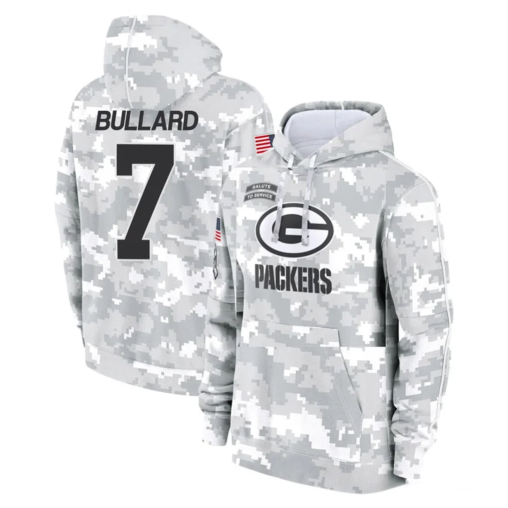 Ncoe GB.Packers #7 Javon Bullard Player Arctic Camo Salute to Service Hoodies Limited Game Stitched Jerseys