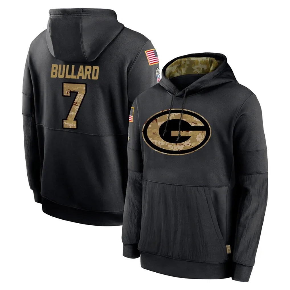 Ncoe GB.Packers #7 Javon Bullard Player Black Salute to Service Hoodies Limited Game Stitched Jerseys