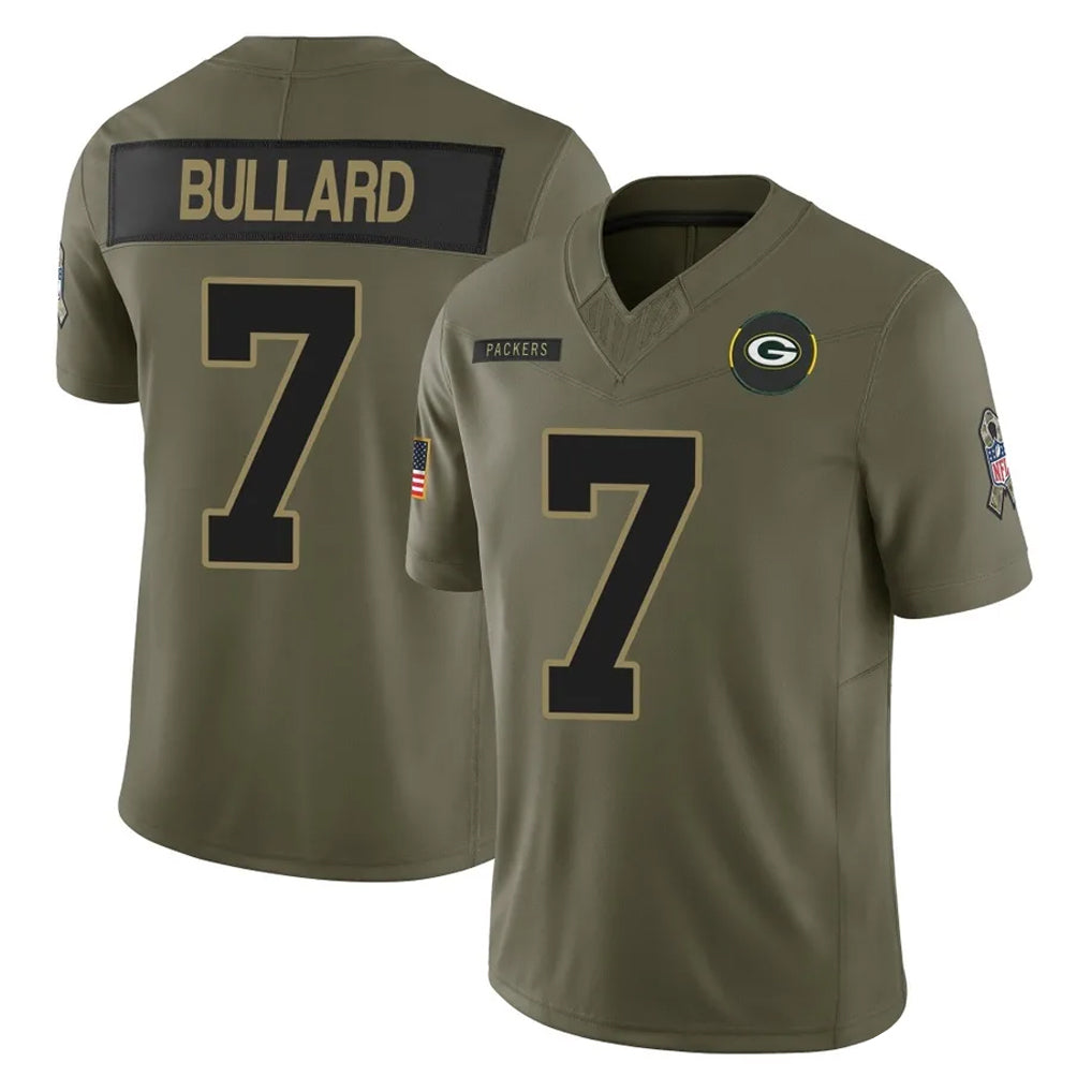 Ncoe GB.Packers #7 Javon Bullard Player Olive 2025 Salute To Service Limited Home Game Stitched Jerseys