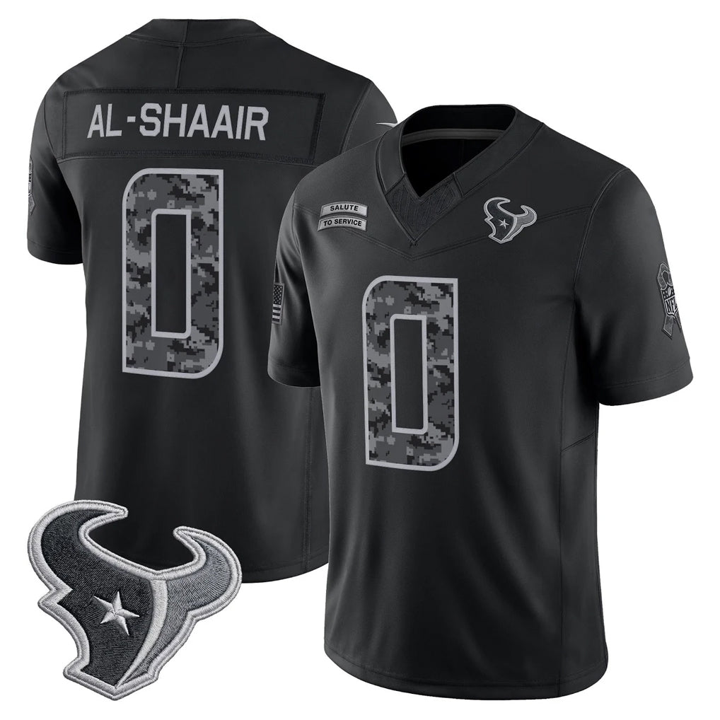 Ncoe H.Texans #0 Azeez Al-Shaair Player Black Limited 2026 Salute to Service Home Game Stitched Jerseys