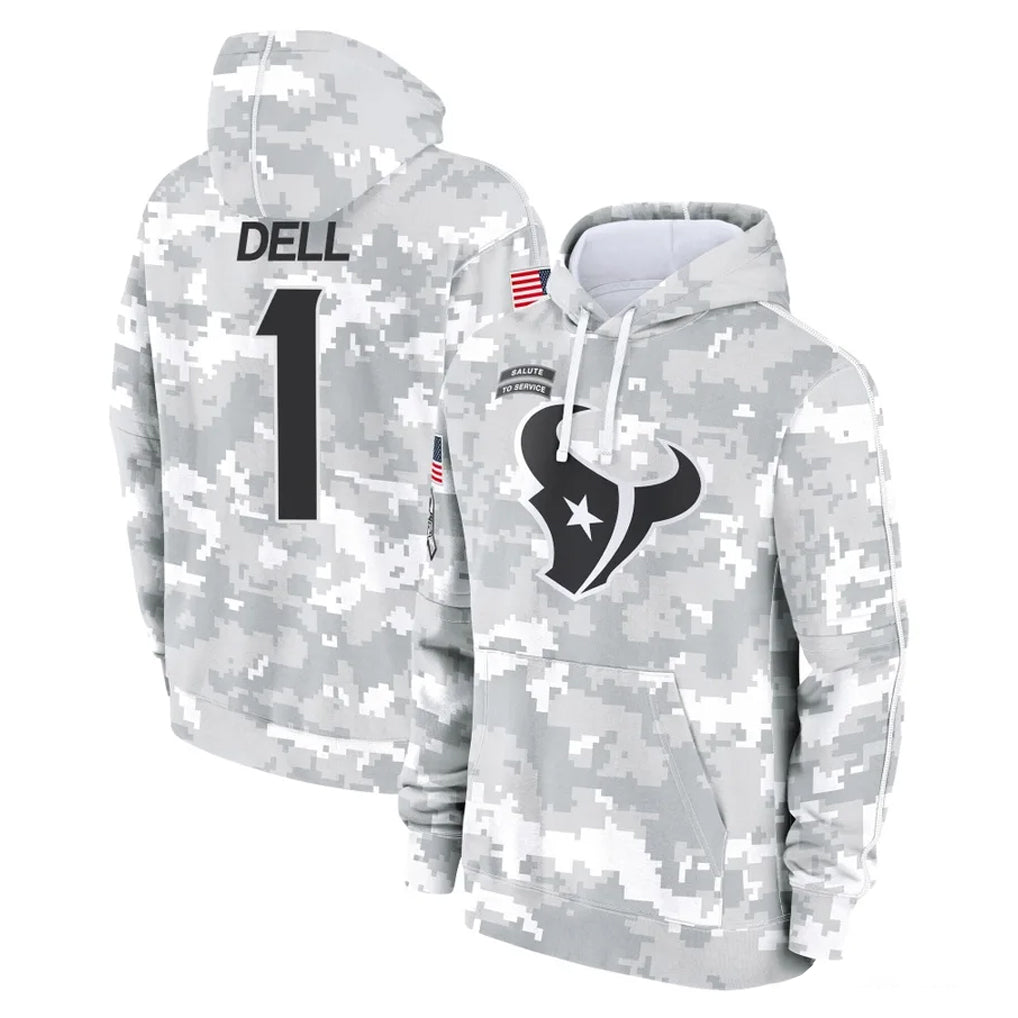 Ncoe H.Texans #1 Tank Dell Player Arctic Camo Salute to Service Hoodies Limited Game Stitched Jerseys