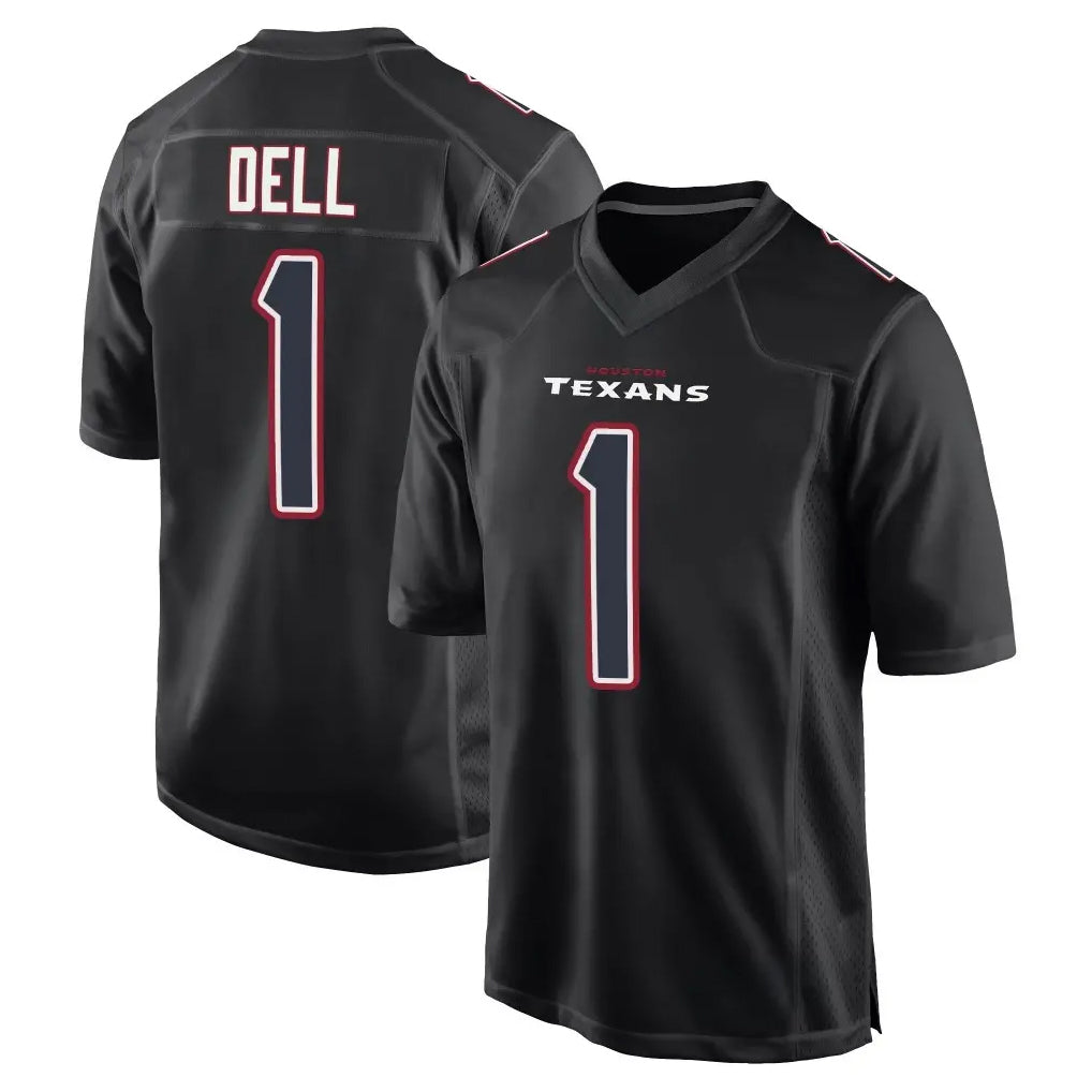 Ncoe H.Texans #1 Tank Dell Player Black Fashion Home Game Stitched Jerseys