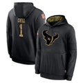 Ncoe H.Texans #1 Tank Dell Player Black Salute to Service Hoodies Limited Game Stitched Jerseys