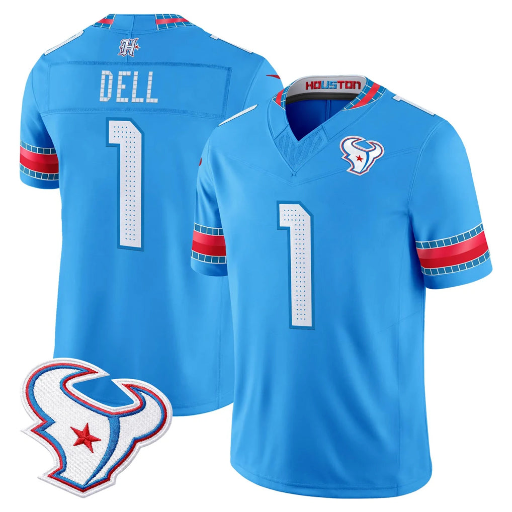 Ncoe H.Texans #1 Tank Dell Player Blue 2026 Rivalries Vapor Limited Home Game Stitched jerseys