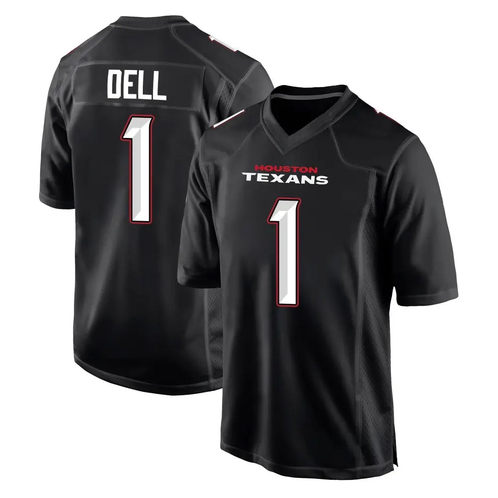 Ncoe H.Texans #1 Tank Dell Player Carbon Black Fashion Home Game Stitched Jerseys