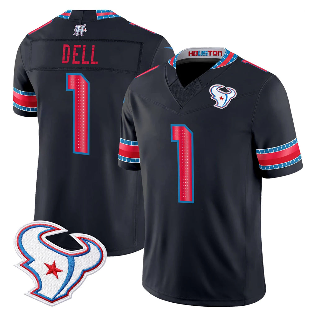 Ncoe H.Texans #1 Tank Dell Player Navy 2026 Rivalries Vapor Limited Home Game Stitched jerseys