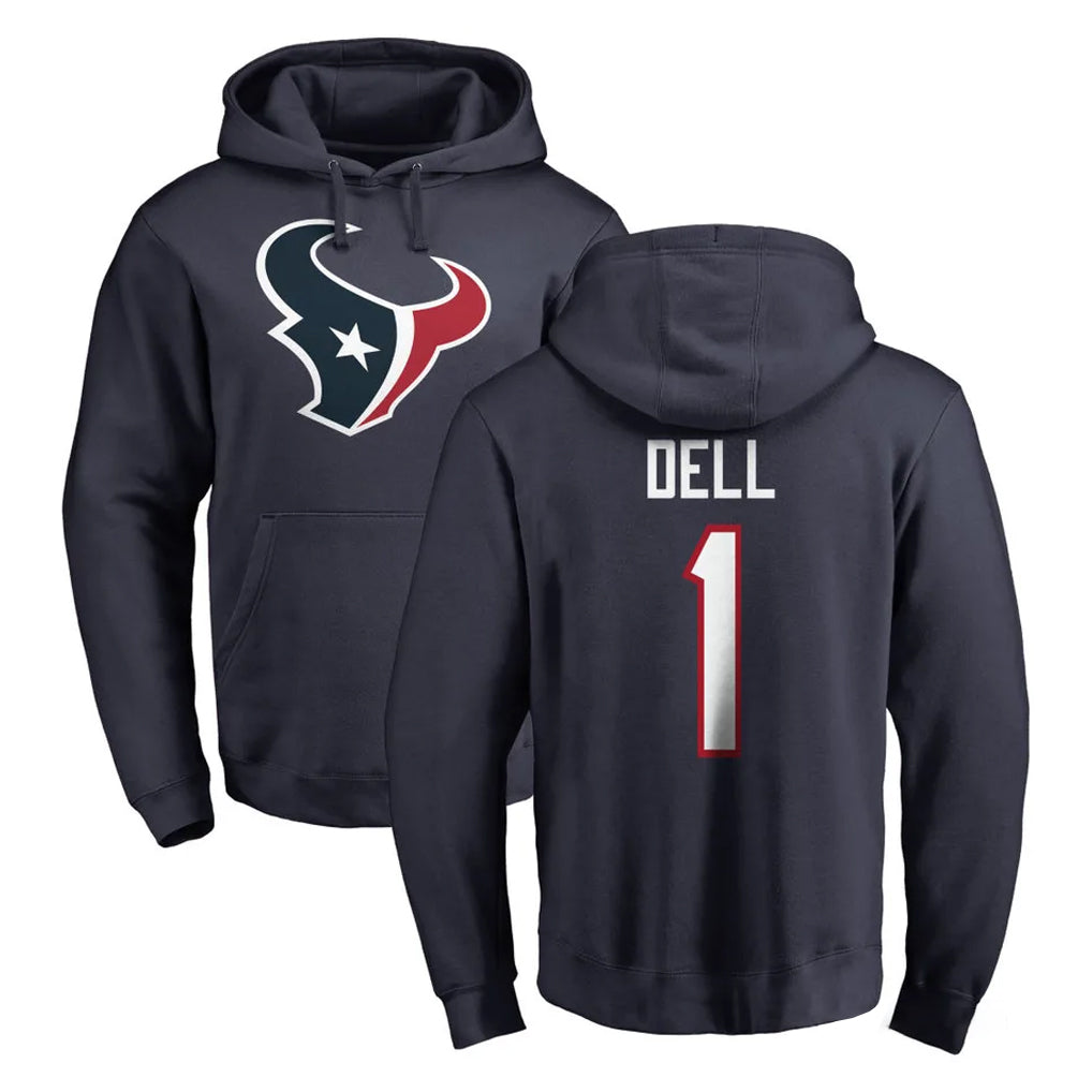 Ncoe H.Texans #1 Tank Dell Player Navy Pro Line Pullover Hoodie Limited Game Stitched Jerseys