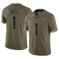 Ncoe H.Texans #1 Tank Dell Player Olive Salute To Service Limited Stitched Jerseys