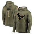 Ncoe H.Texans #1 Tank Dell Player Olive Salute to Service Pullover Hoodies Home Game Stitched Jerseys
