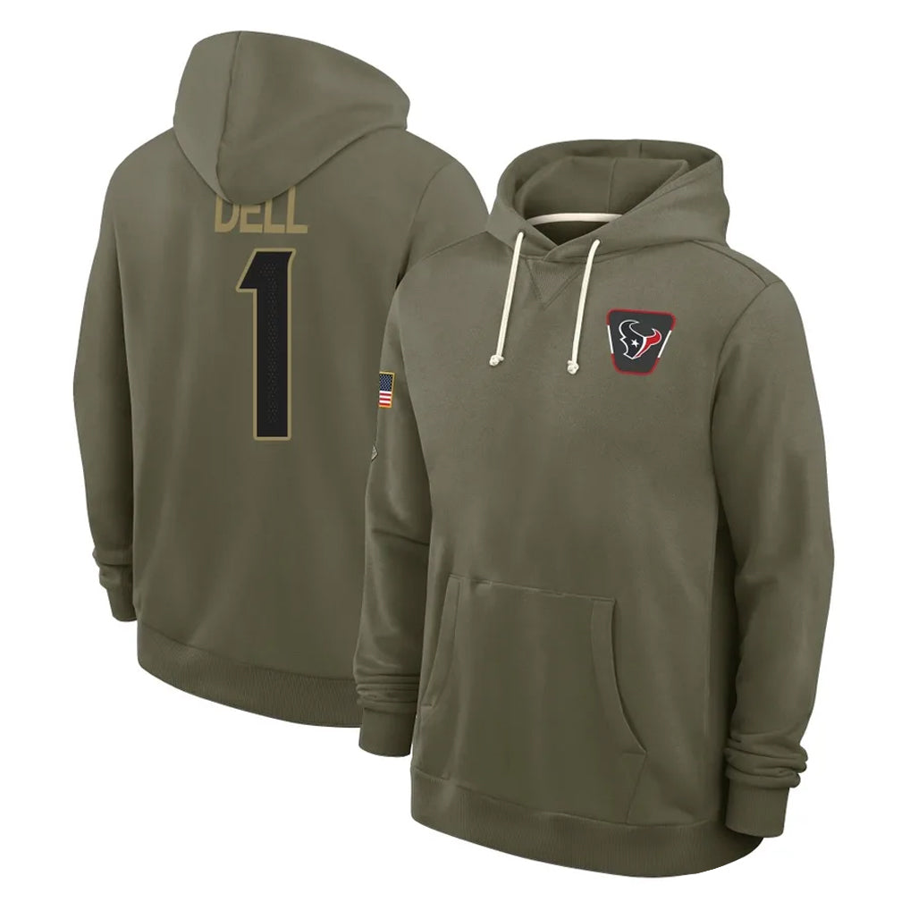 Ncoe H.Texans #1 Tank Dell Player Olive Salute to Service Pullover Hoodies Limited Stitched Jerseys
