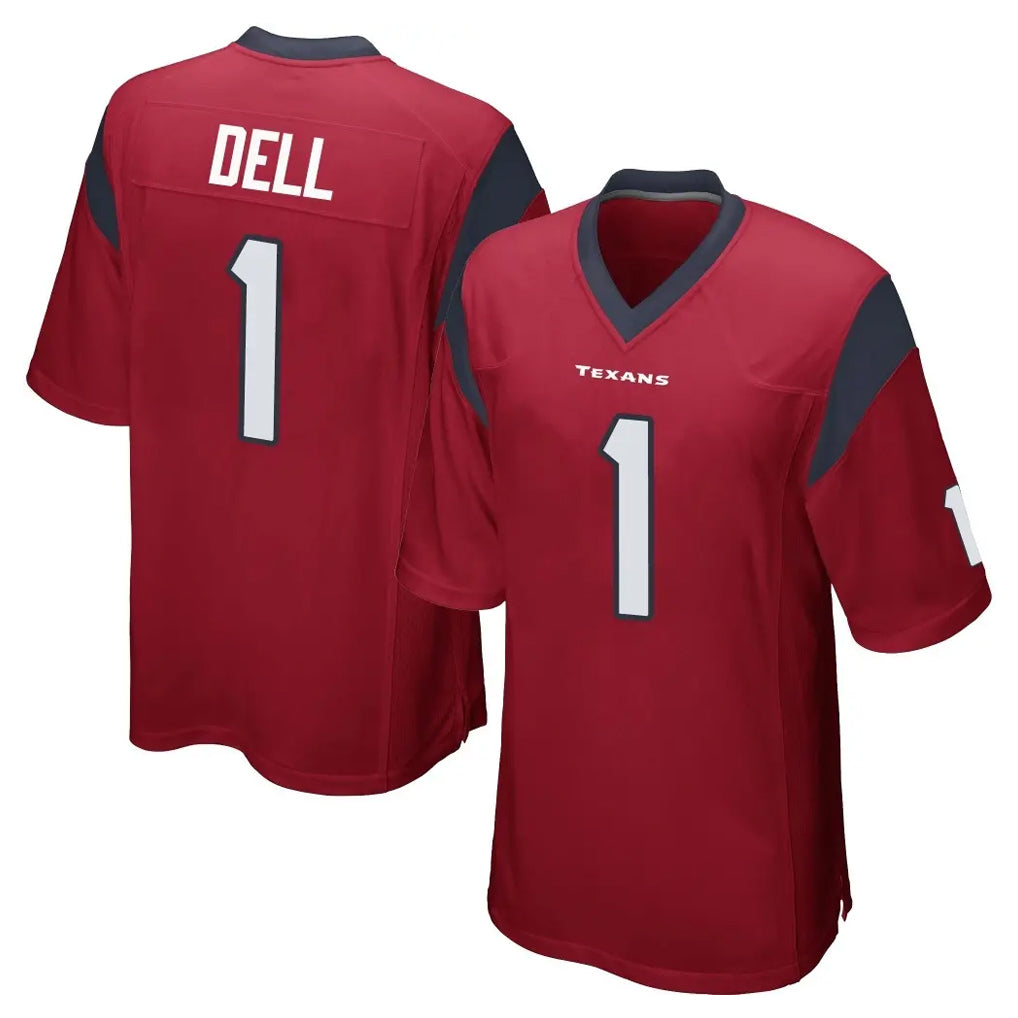 Ncoe H.Texans #1 Tank Dell Player Red Home Game Stitched Jerseys
