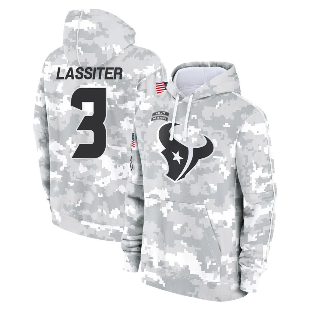 Ncoe H.Texans #3 Kamari Lassiter Player Arctic Camo Salute to Service Hoodies Limited Game Stitched Jerseys