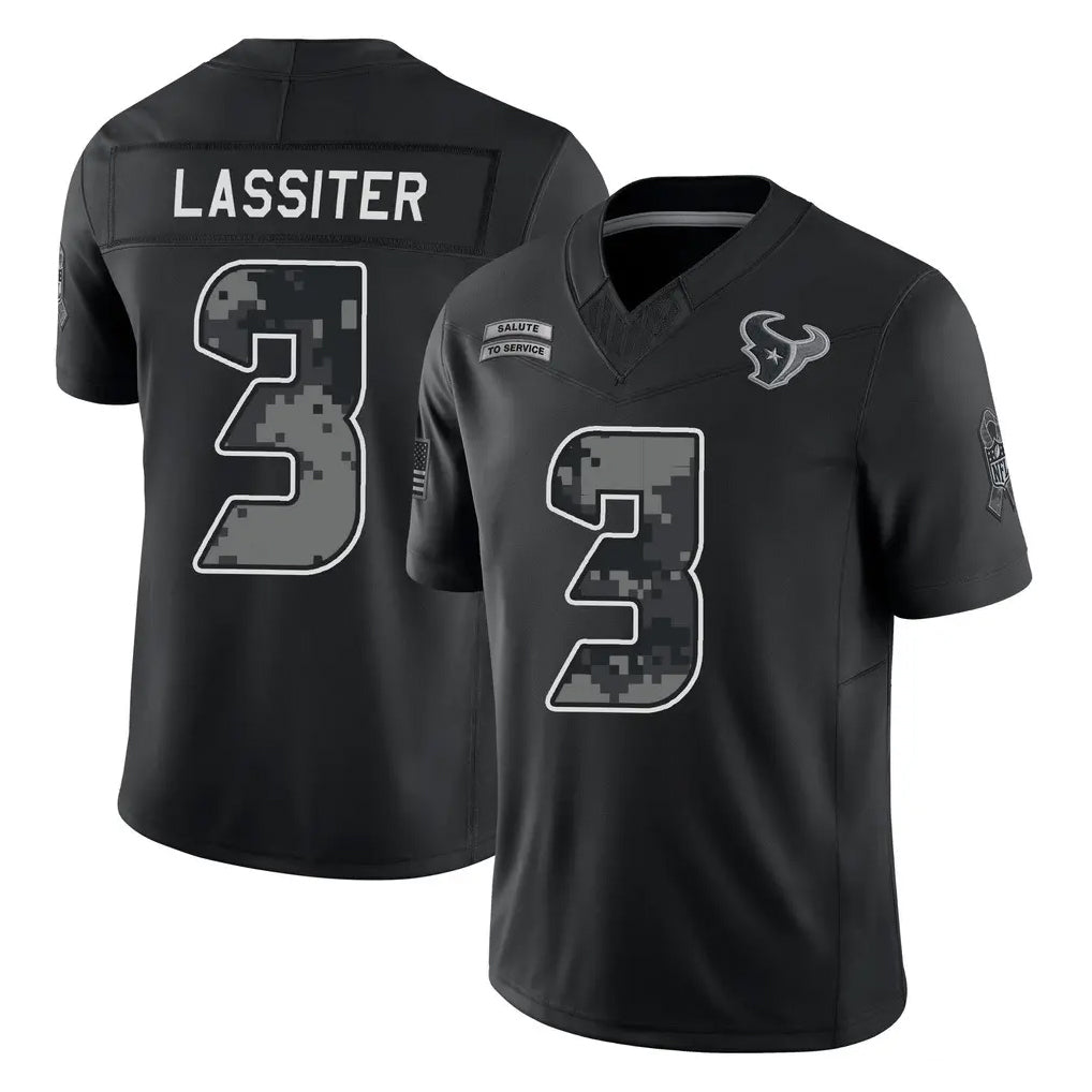 Ncoe H.Texans #3 Kamari Lassiter Player Black Limited 2026 Salute to Service Home Game Stitched Jerseys