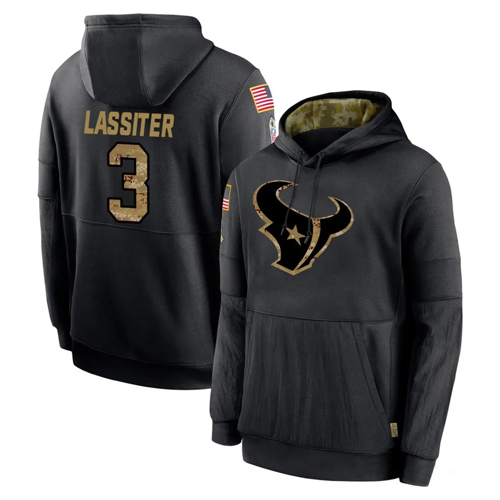 Ncoe H.Texans #3 Kamari Lassiter Player Black Salute to Service Hoodies Limited Game Stitched Jerseys