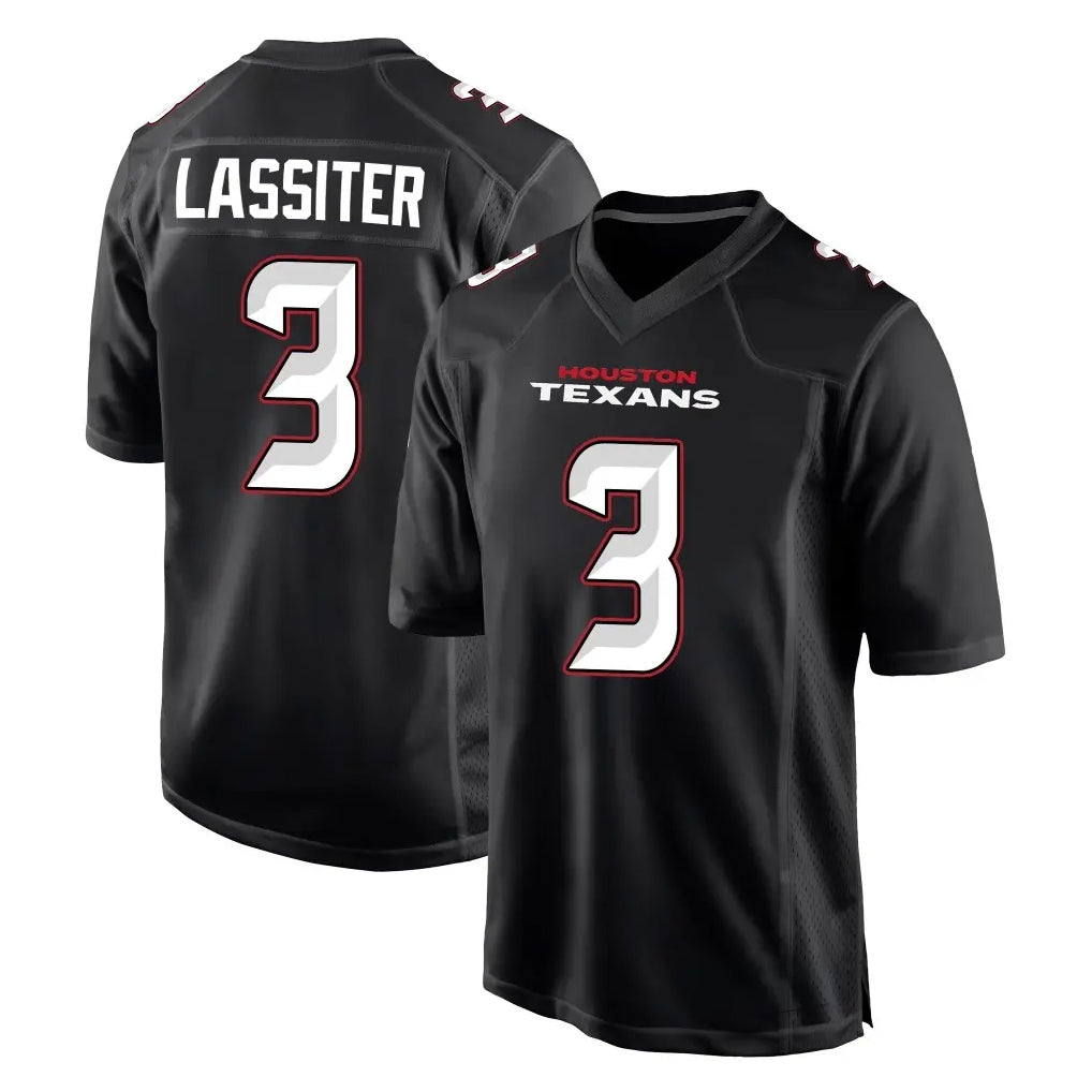 Ncoe H.Texans #3 Kamari Lassiter Player Carbon Black Fashion Home Game Stitched Jerseys