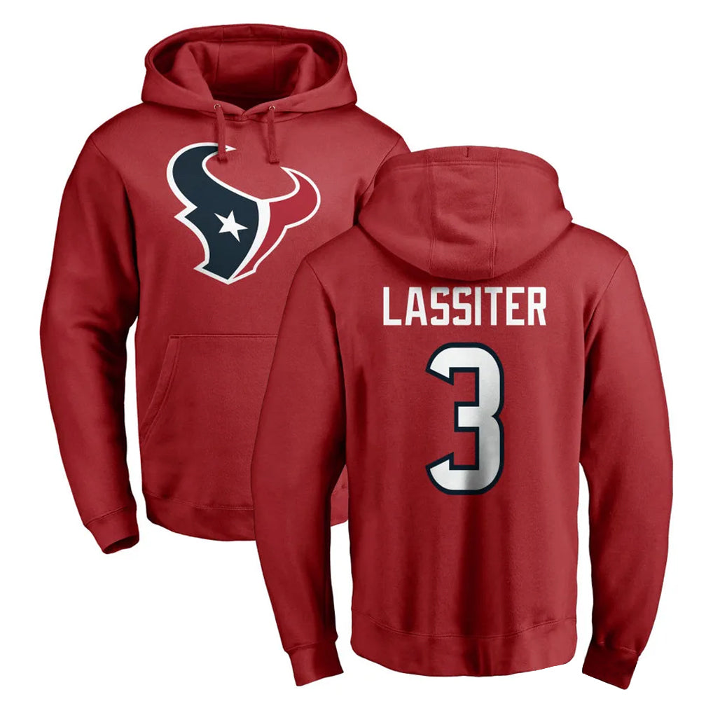 Ncoe H.Texans #3 Kamari Lassiter Player Red Pro Line Pullover Hoodie Limited Game Stitched Jerseys