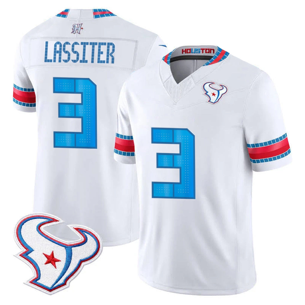 Ncoe H.Texans #3 Kamari Lassiter Player White 2026 Rivalries Vapor Limited Home Game Stitched jerseys