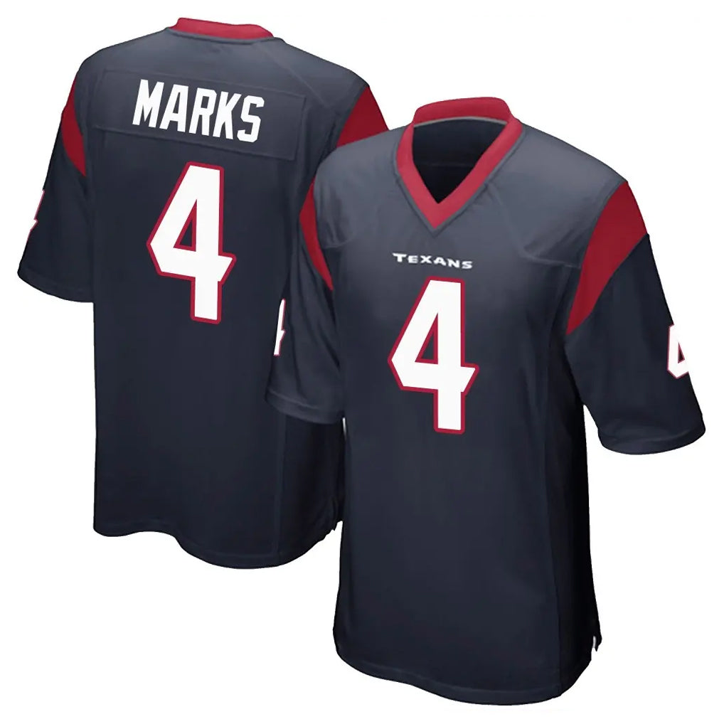 Ncoe H.Texans #4 Woody Marks Player Navy Home Game Stitched Jerseys