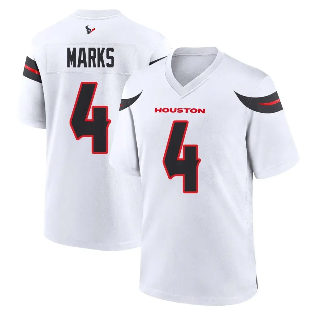 Ncoe H.Texans #4 Woody Marks Player White Home Game Stitched Jerseys