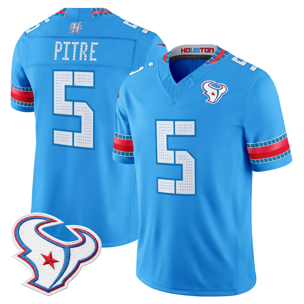 Ncoe H.Texans #5 Jalen Pitre Player Blue 2026 Rivalries Vapor Limited Home Game Stitched jerseys