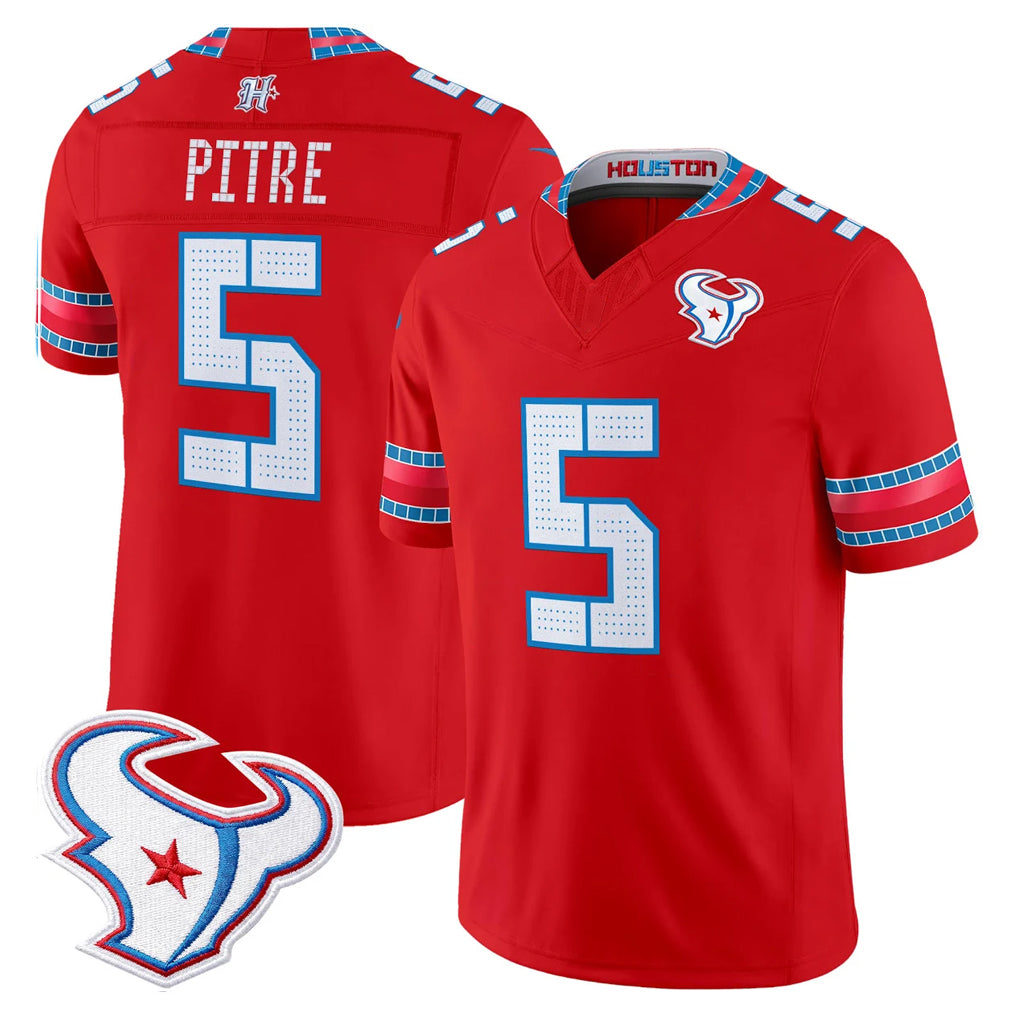 Ncoe H.Texans #5 Jalen Pitre Player Red 2026 Rivalries Vapor Limited Home Game Stitched jerseys