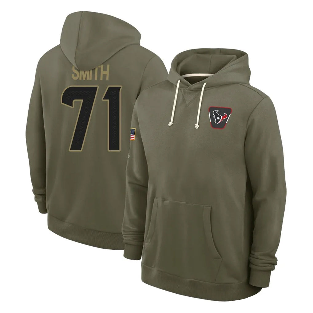 Ncoe H.Texans #71 Braden Smith Player Olive Salute to Service Pullover Hoodies Limited Stitched Jerseys