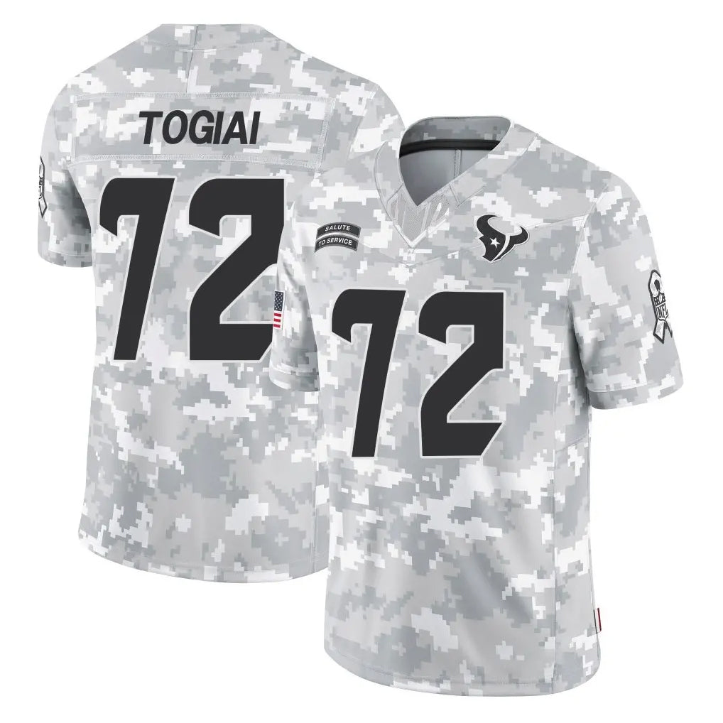 Ncoe H.Texans #72 Tommy Togiai Player Arctic Camo Salute To Service Limited Game Stitched Jerseys