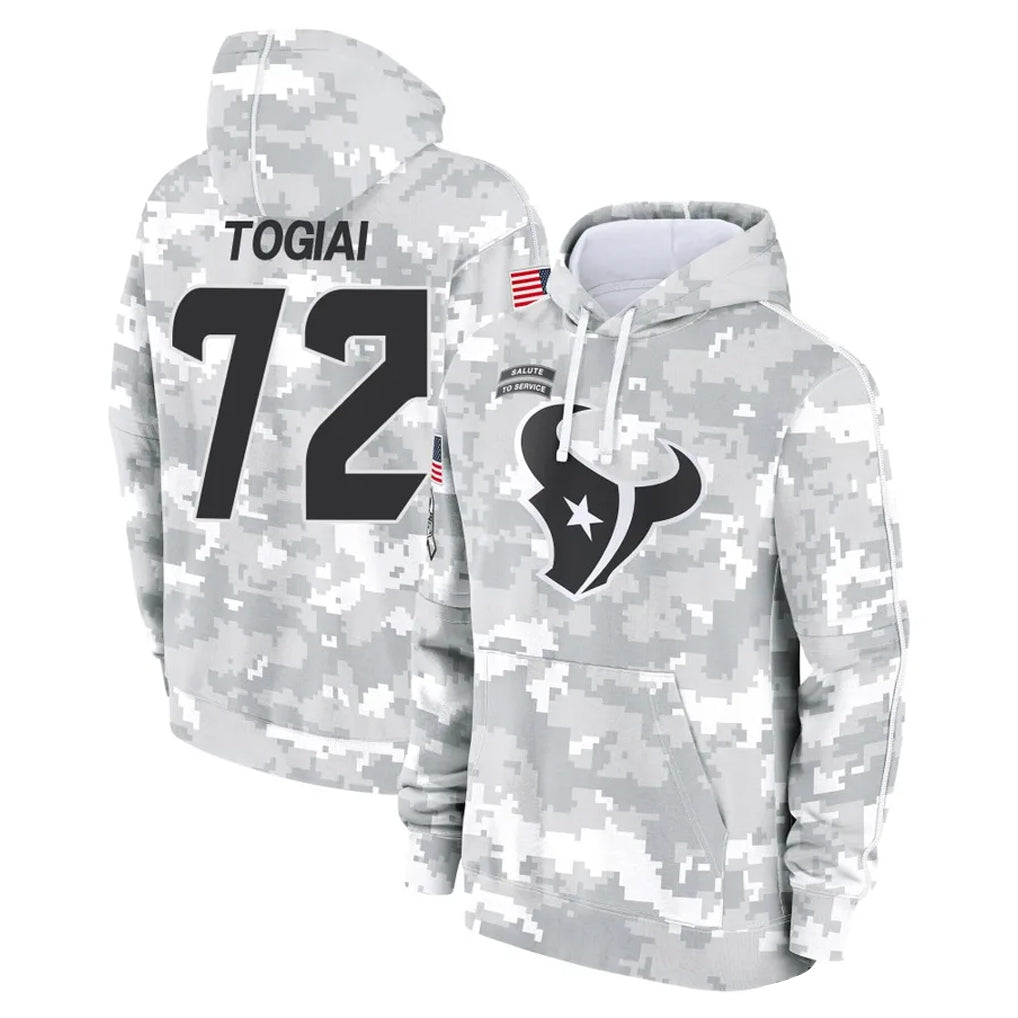 Ncoe H.Texans #72 Tommy Togiai Player Arctic Camo Salute to Service Hoodies Limited Game Stitched Jerseys