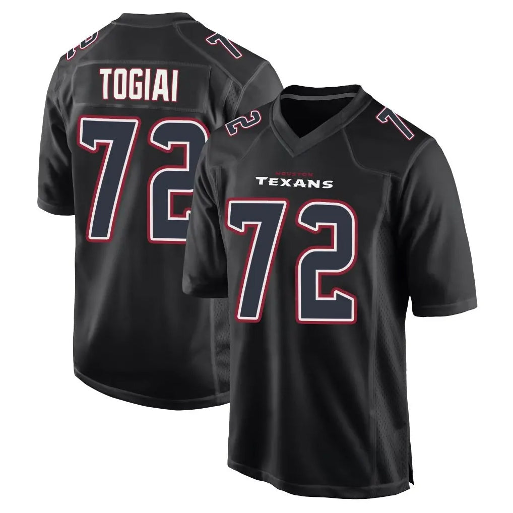 Ncoe H.Texans #72 Tommy Togiai Player Black Fashion Home Game Stitched Jerseys