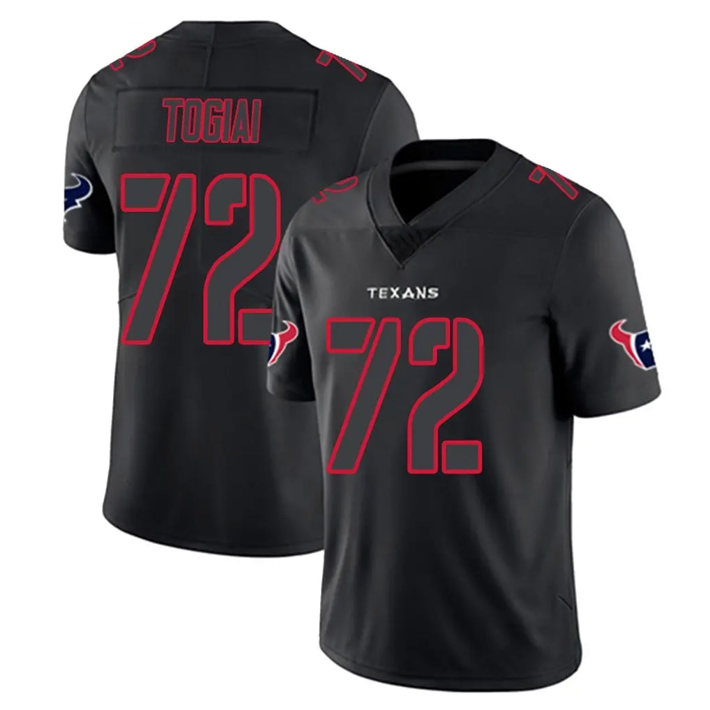 Ncoe H.Texans #72 Tommy Togiai Player Black Impact Limited Game Stitched Jerseys