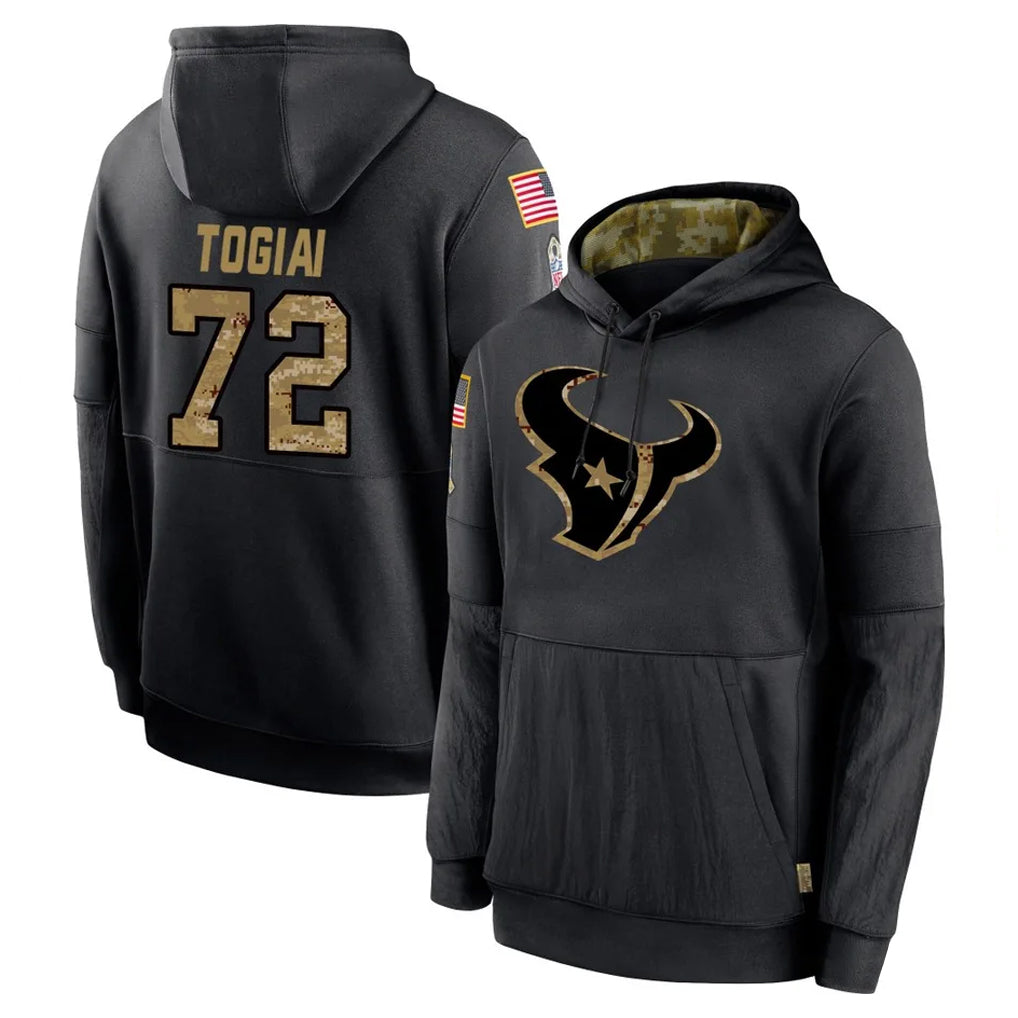 Ncoe H.Texans #72 Tommy Togiai Player Black Salute to Service Hoodies Limited Game Stitched Jerseys