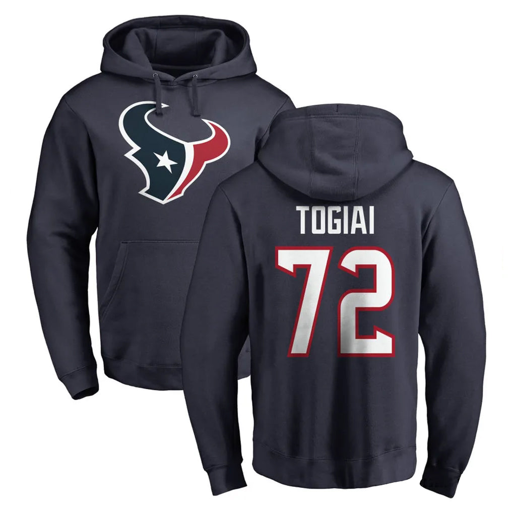 Ncoe H.Texans #72 Tommy Togiai Player Navy Pro Line Pullover Hoodie Limited Game Stitched Jerseys