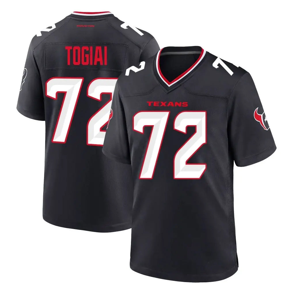 Ncoe H.Texans #72 Tommy Togiai Player Navy Team Home Game Stitched Jerseys