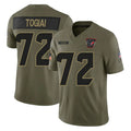 Ncoe H.Texans #72 Tommy Togiai Player Olive 2025 Salute To Service Limited Game Stitched Jerseys