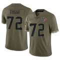 Ncoe H.Texans #72 Tommy Togiai Player Olive Salute To Service Limited Stitched Jerseys