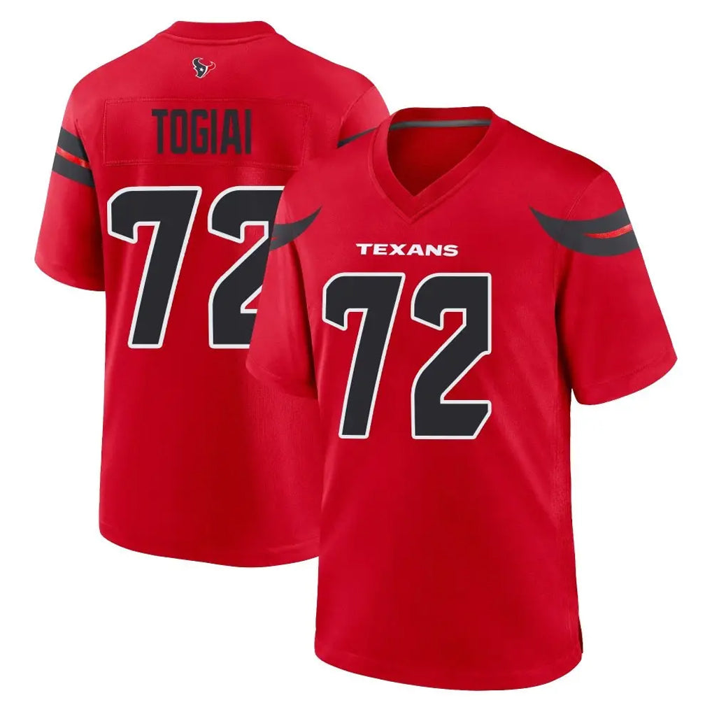 Ncoe H.Texans #72 Tommy Togiai Player Red Alternate Home Game Stitched Jerseys