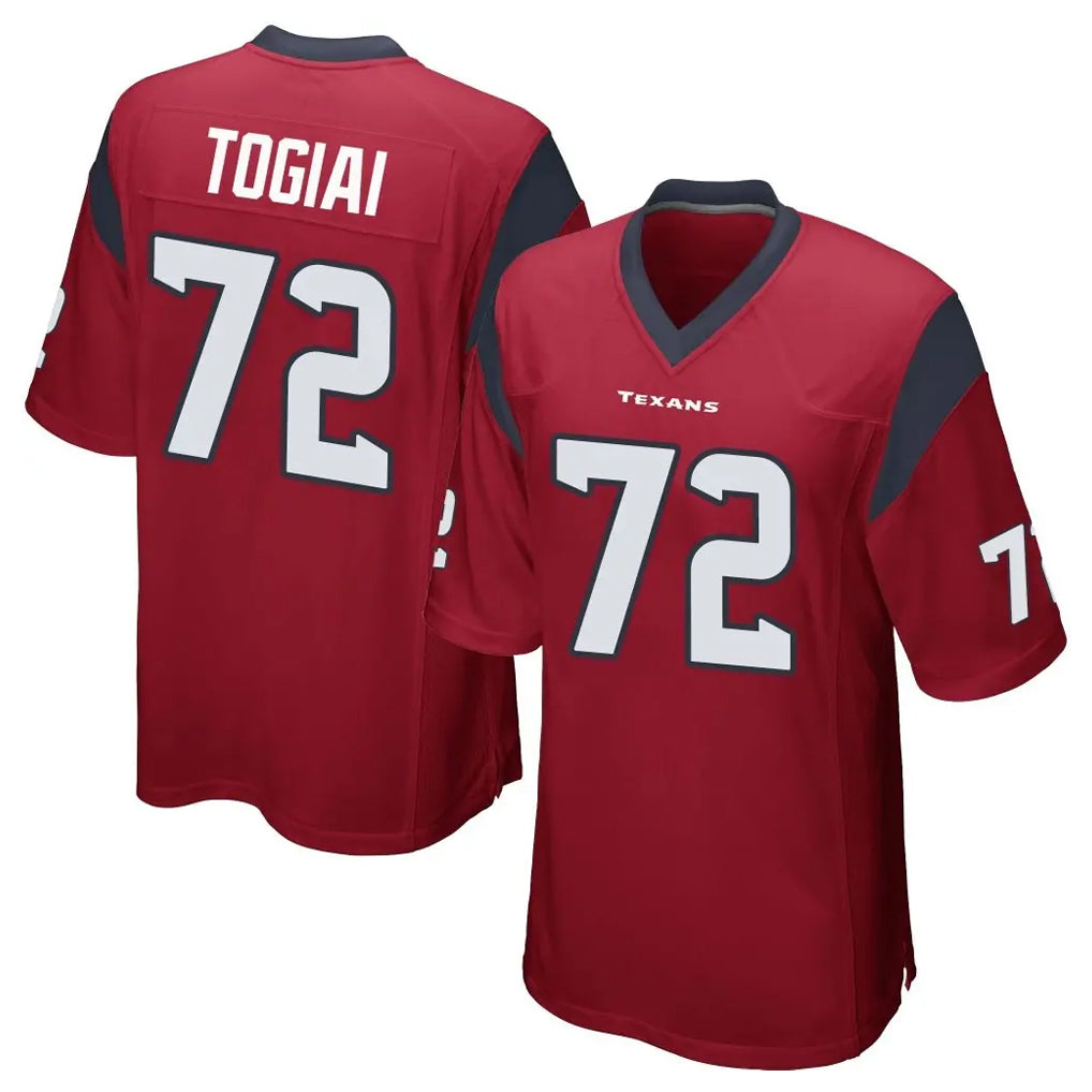 Ncoe H.Texans #72 Tommy Togiai Player Red Home Game Stitched Jerseys
