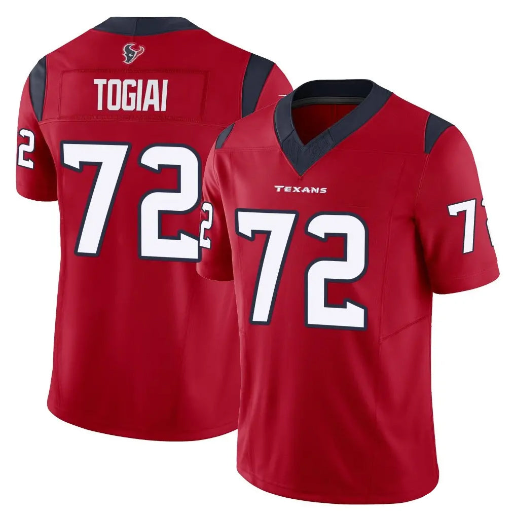 Ncoe H.Texans #72 Tommy Togiai Player Red Limited Vapor F.U.S.E. Home Game Stitched Jerseys