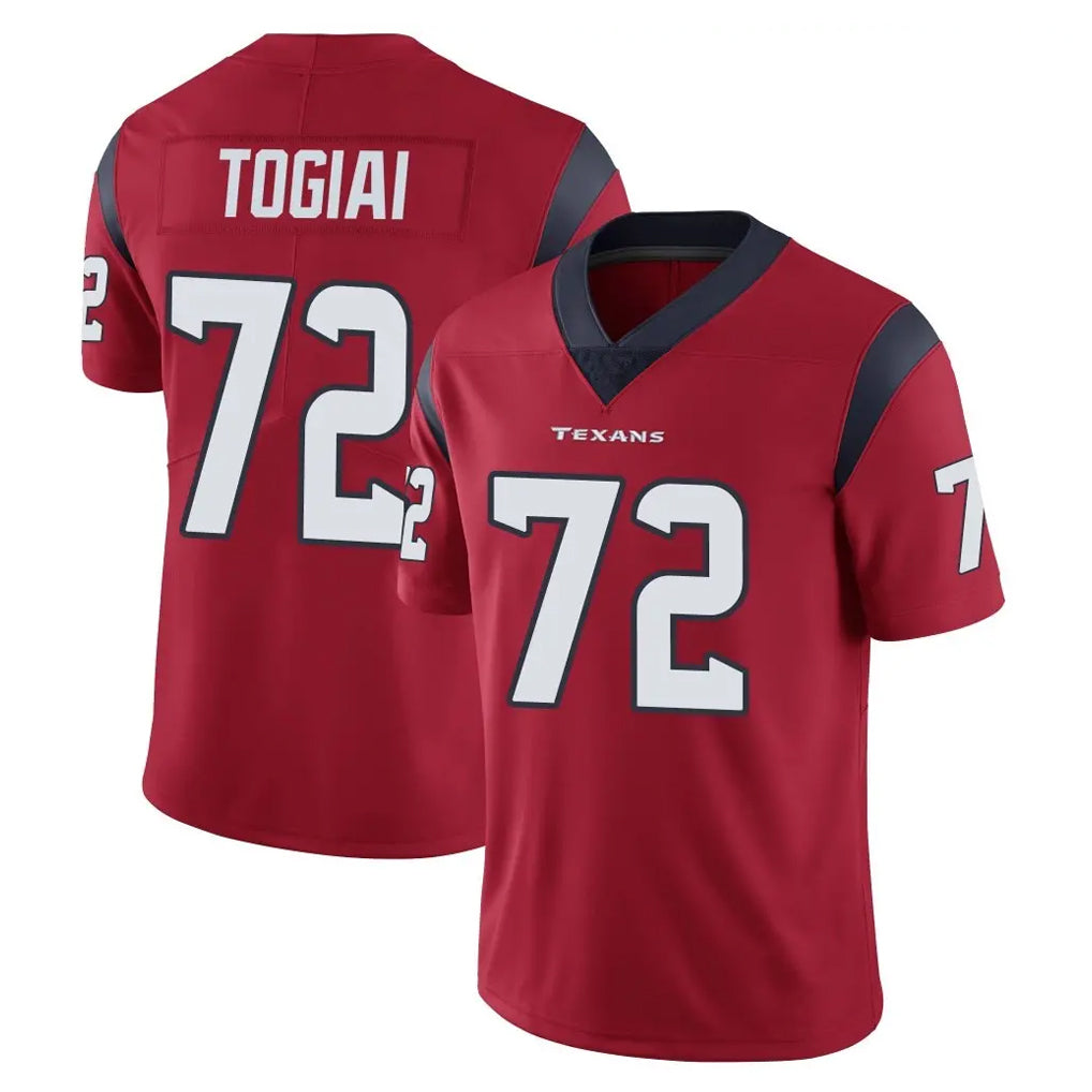 Ncoe H.Texans #72 Tommy Togiai Player Red Limited Vapor Untouchable Home Game Stitched Jerseys