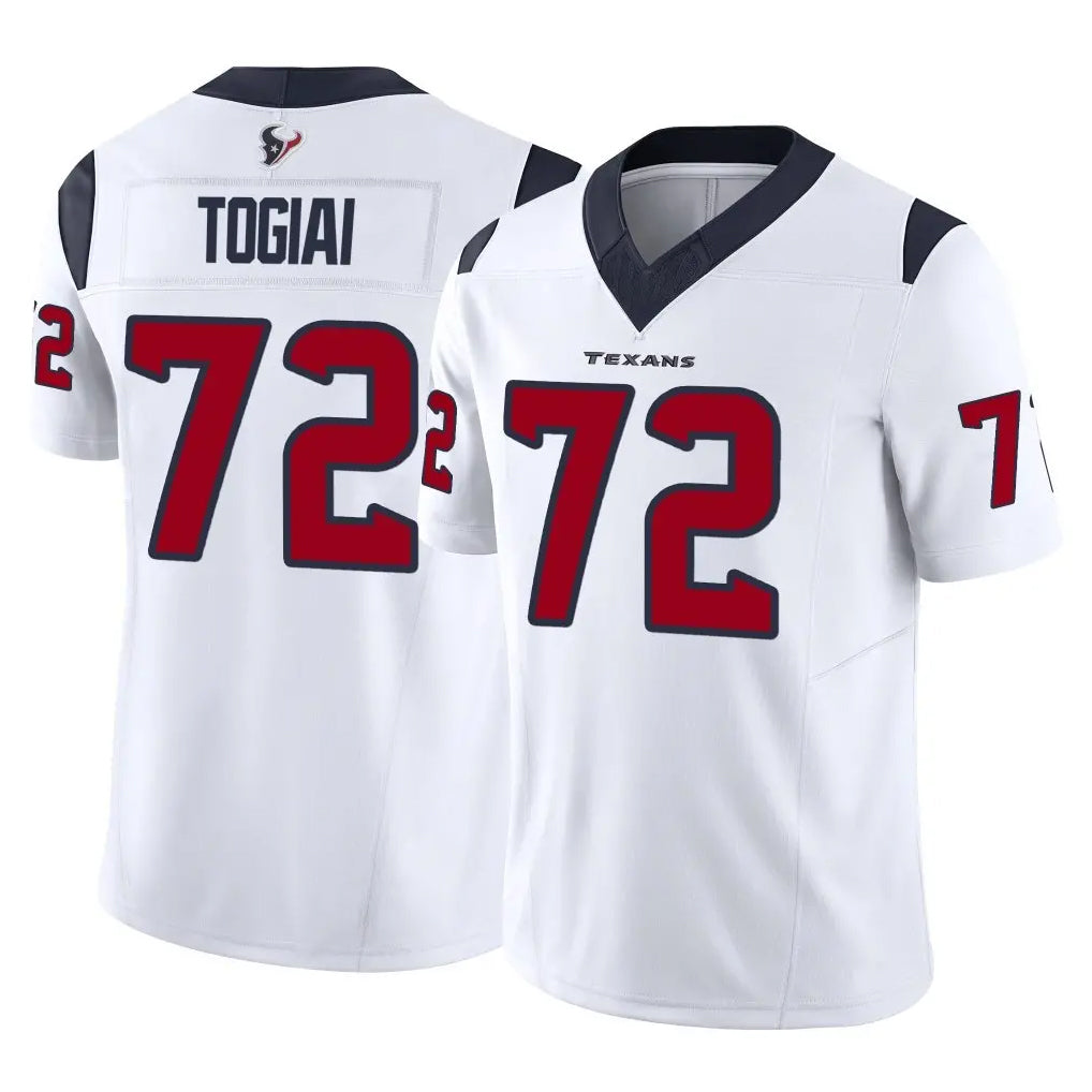 Ncoe H.Texans #72 Tommy Togiai Player White Limited Vapor F.U.S.E. Home Game Stitched Jerseys