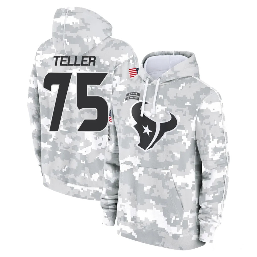 Ncoe H.Texans #75 Wyatt Teller Player Arctic Camo Salute to Service Hoodies Limited Game Stitched Jerseys