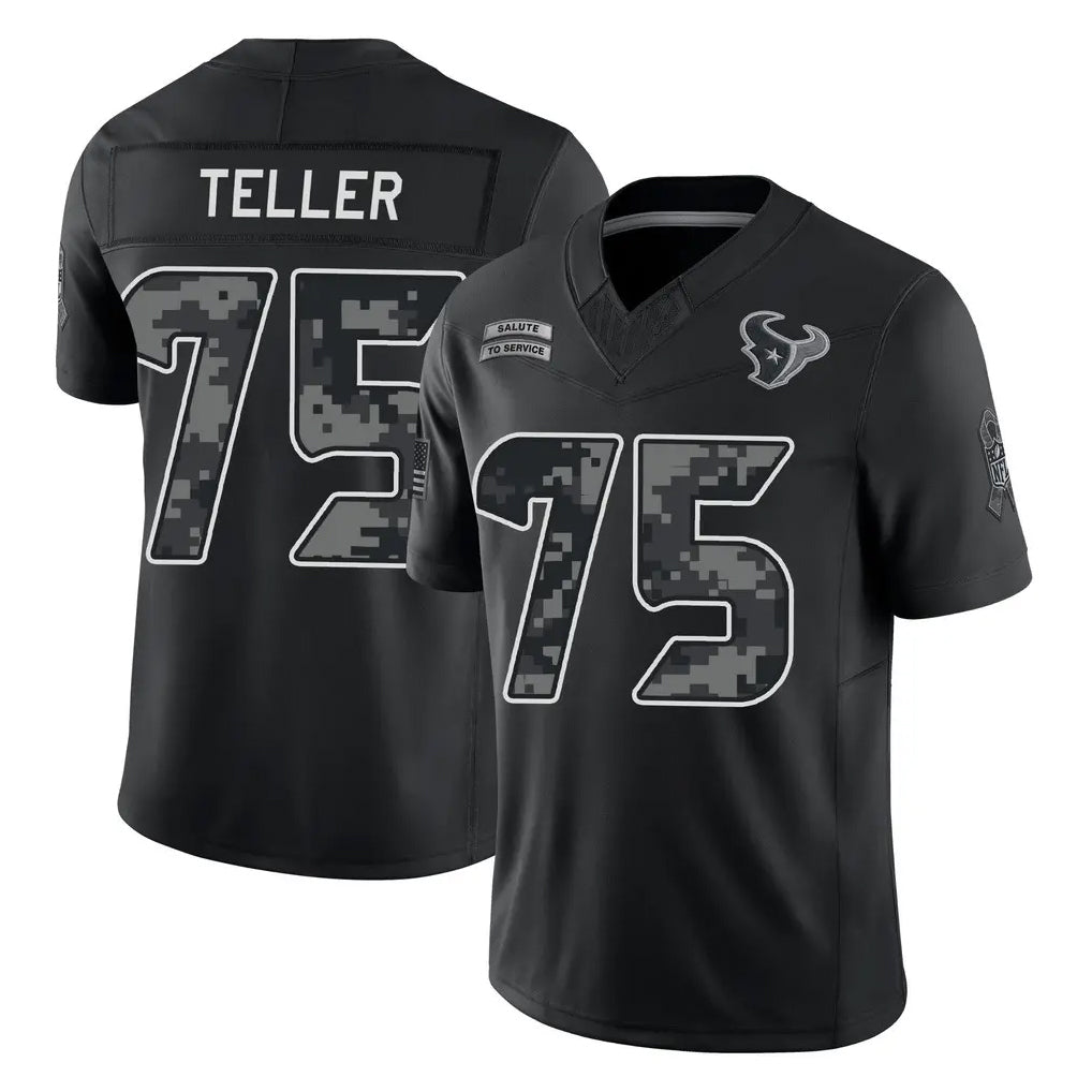Ncoe H.Texans #75 Wyatt Teller Player Black Limited 2026 Salute to Service Home Game Stitched Jerseys