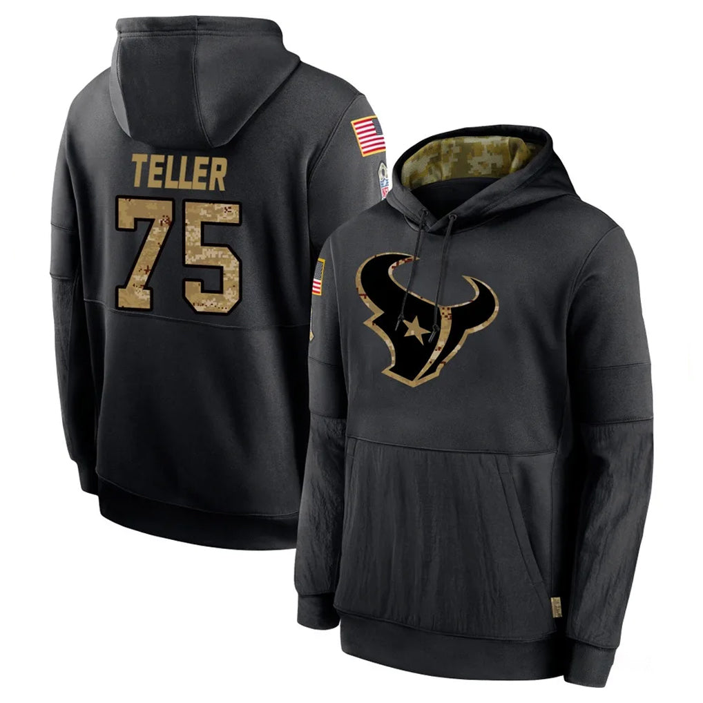 Ncoe H.Texans #75 Wyatt Teller Player Black Salute to Service Hoodies Limited Game Stitched Jerseys