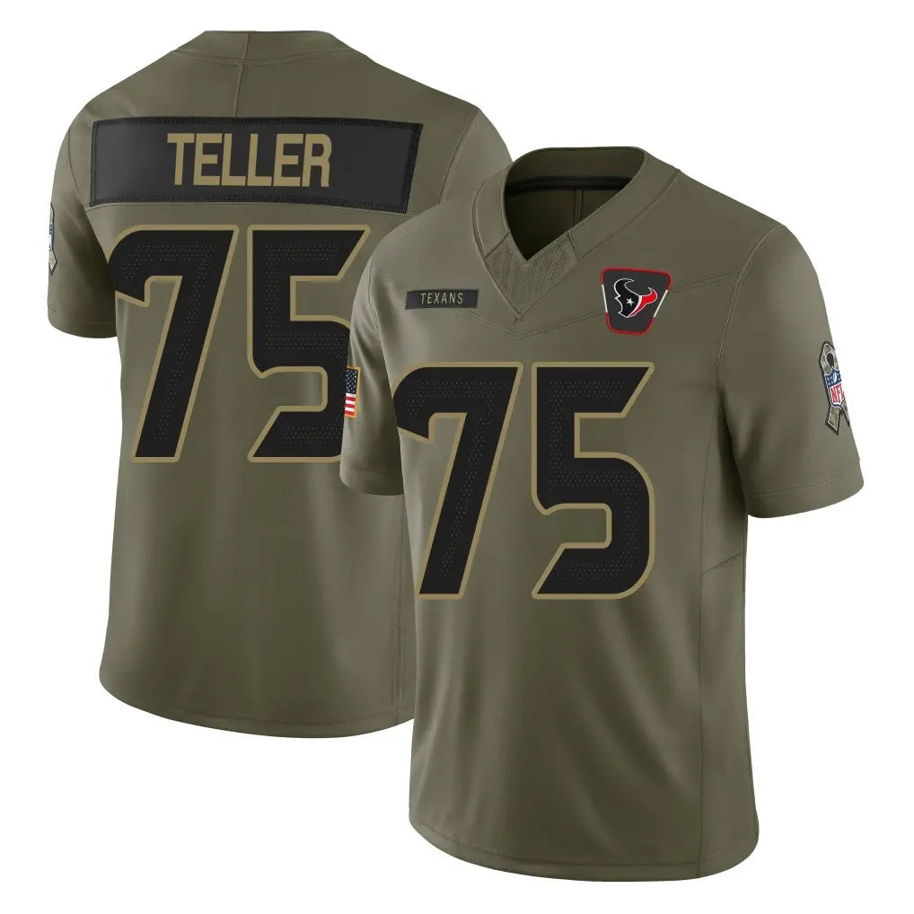 Ncoe H.Texans #75 Wyatt Teller Player Olive 2025 Salute To Service Limited Game Stitched Jerseys
